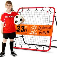 Superior Bronz Soccer Rebounder Rebound Net Kick-Back 3.3X3.3FT Football Training Gifts Aids Equipment For Teens All Ages Portable 6 Adjustable Angles - Red - View 7