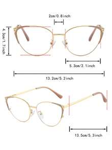 Visivana 1 Pair Women's Multi-Color Cat Eye Rhinestone Metal Frame Glitter Fashion Retro Clear Lens Glasses - Multicolor - View 5