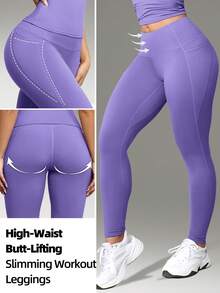 Quần thể thao co giãn dành cho nữ - Kiểu dáng ôm sát, phù hợp cho yoga và tennis. - Màu Lilac Tím - Xem 1