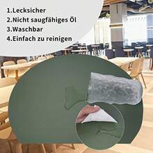 WAKOSAN Leather Placemats And Coasters Washable Round Place Mats For Kitchen Dining Table Set Of 4 Semicircle Green - Green - View 5