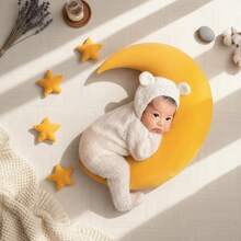 5pcs Newborn Photography Props Baby Soft Velvet Moon And Star Shaped Posing Cushion Basket Filler Sets - Multicolor - View 9