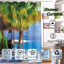 Leaves Are Turning 3D Shower Curtain Polyester Bathroom Decor  Waterproof - White - View 3