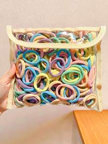 100 Stücke/Set brauntönige gemischte Farbe Haargummi, hochelastische Haargummis - geeignet für Mädchen und Frauen, unverzichtbares tägliches Haaraccessoire, Haarzubehör, Haargummis, Haargummibänder, Haarseile - Verschiedenfarbig - Übersicht 2