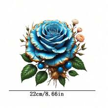 1pc/2pcs/3pcs Blue Flower Heat Patch, Durable Long-Lasting Heat Transfer Sticker For DIY T-Shirts, Sweatshirts, Jeans, Hoodies, Backpacks, Jackets, Handbags, Pillows - L+S - View 4