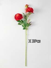 MEHELANY 3/1 Pcs 24 Inch Artificial Red Peony Flower, Long Stem Fake Peony Bouquet, Silk Flower Decor, Suitable For Valentine's Day, Room Decor, Mother's Day, Gift, Wedding, Outdoor Garden, New Year, Party, Birthday Decoration - Red - View 7
