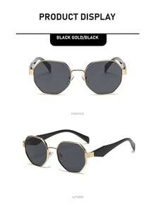 1 Stück unisex geometrische Mode Metall Vintage Polygon Brille, geeignet für den täglichen Gebrauch, Pendeln, Fotografie Dekoration und modische Brillen - Verschiedenfarbig - Übersicht 3