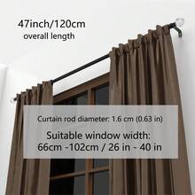 5/8英寸金属窗帘杆，配有装饰性透明水晶风格杆头，提供白色、黑色、金色、银色窗帘杆套装，可安装窗帘、薄纱、浴帘等。螺旋连接器可将长度从120厘米延长至379厘米，适用于26英寸至142英寸的窗户。安装简便，坚固耐用。这款窗帘杆适用于卧室、厨房、客厅、餐厅或办公室，风格现代优雅，视觉效果简洁美观！ - 彩色 - 查看 22