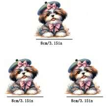1pc/2pcs/3pcs Cute Dog Wearing Beret Durable Heat Transfer Stickers, For DIY T-Shirt, Sweatshirt, Jeans, Hoodie, Backpack, Jacket, Handbag, Pillow - L+S - View 5