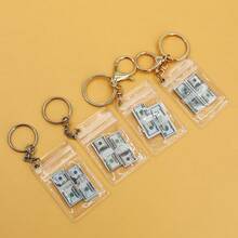 Gantungan Kunci Uang Dolar AS, Liontin Uang Dolar AS, Tas Bening Mini, Charm Koin - MultiWarna - View 3