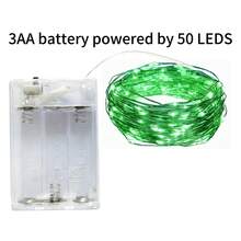 2m 20 LED, 3m 30 LED, 4m 40 LED, 5m 50 LED Guirlandes lumineuses alimentées par piles AA, convient pour mariage, vacances, chambre à coucher, fête, ambiance, chevet, pièce, éclairage décoratif - Vert - Voir 12