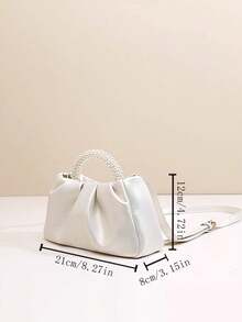 Elegant Pleated Pearly Cloud Crossbody & Handbag, Versatile & Chic Valentine's Day Gift - Silver - View 5