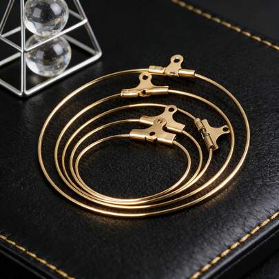 10 Pcs 304 Stainless Steel Large Round Hoop Earring Dangling Clasp Ear Wire Hook DIY Jewelry Accessories Round Earrings Jewelry Accessories Components
