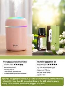 1pc 300ml Colorful Humidifier, USB Powered, With Cool Mist And Bright Ambient Light, 2 Working Modes, Auto Shut-Off, Quiet Mist, Electric Air Humidifier, Bedroom Decor Gift, Home Air Freshener, Suitable For Room Decor, Office, Living Room, Desk, Car, An Ideal Gift For Her, For Daily Air Humidifying, Refilling And Anti-Drying - 多色 - 查看 25