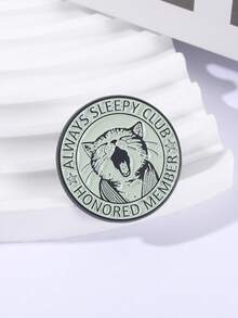 1枚讽刺幽默瞌睡主题徽章，复古打哈欠猫咪设计，“永远瞌睡俱乐部”标语徽章，适合年轻人作为日常配饰和减压用品。 - 淺灰色 - 查看 7