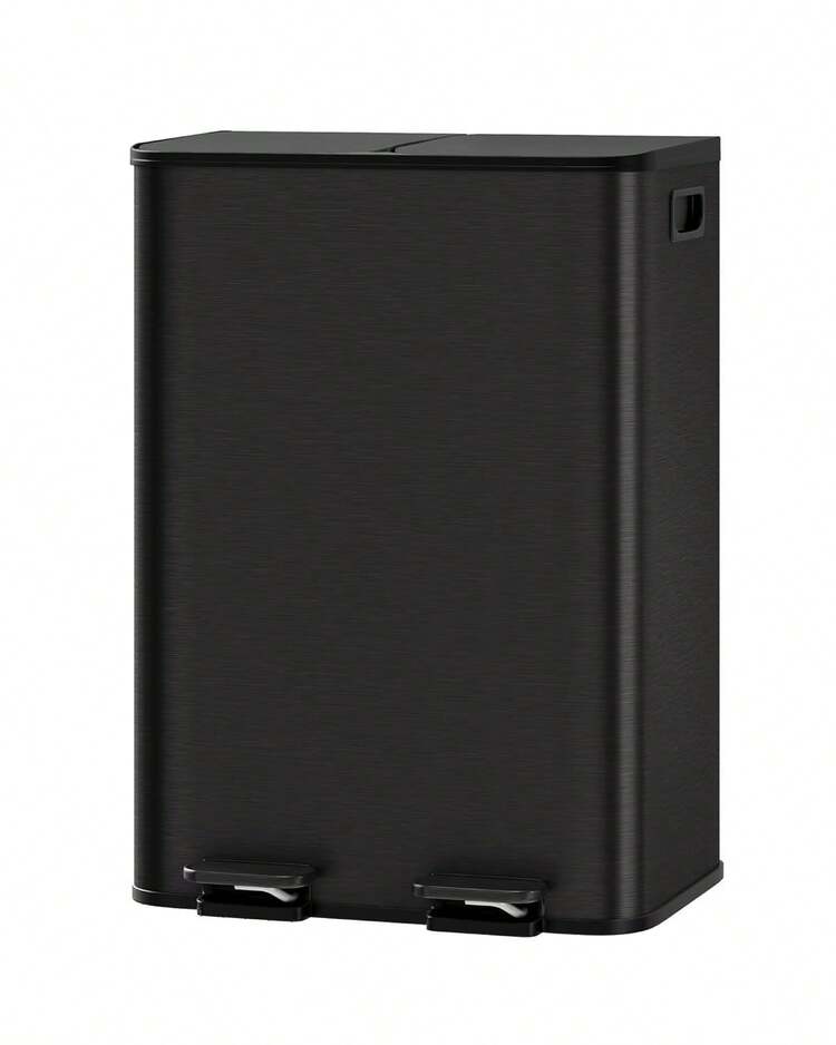 Dual Compartment Kitchen Trash Cans - Step Pedal, Soft-Close Metal Lids, Removable Buckets,Fingerprint Resistant - Recycling Bin For Home, Office, Apartment - Gray,2 X 8 Gal - màu đen - Xem 7