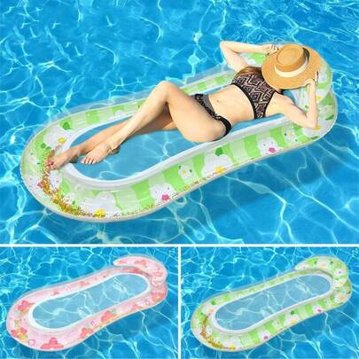 Flower Sequin Floating Row Net Inflatable Pool Float Seat Beach Pool Party Fun Water Rest Floating Accessories