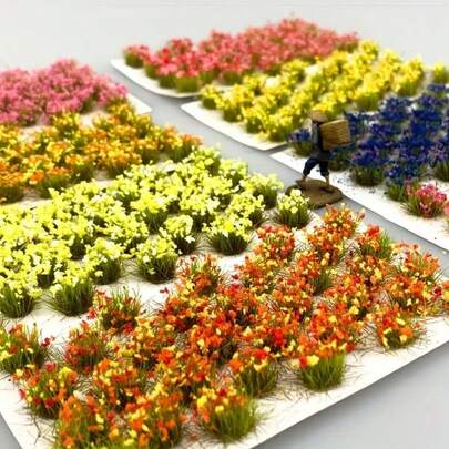 Colorful Flower Cluster Flower Vegetation Groups Grass Tufts Static Scenery Model DIY Miniature For Train Landscape Railroad Scenery Sand Military Layout Model, War Gaming Terrain Fairy Garden Decor