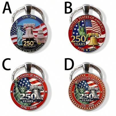 Freiheitsstatue USA 250. Jahrestag Schlüsselanhänger - patriotischer Glaszeitgemsanhänger für 1776-2026, Geschenk für Freiheitsliebhaber, Geschichtsinteressierte und Patrioten, Souvenir zum 4. Juli 2026