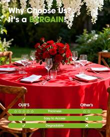 4/8/12 84 Inch Round Disposable Tablecloths, Thickened Waterproof PEVA Plastic Table Covers For Party, Wedding, Banquet & Daily Use - 紅色 - 查看 4