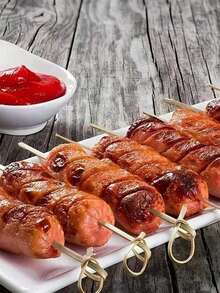 200/100pcs Bamboo Cocktail Picks With Loop, Suitable For Appetizers, Cocktails, BBQ Snacks, Club Sandwiches, Holiday Birthday Wedding Party Gifts - Multicolor - View 10