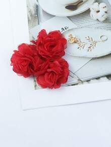 1pc Elegant Floral Mesh Rose Brooch, Suitable For Women To Wear On Daily, Party, And Work Outfits - Shape - View 16