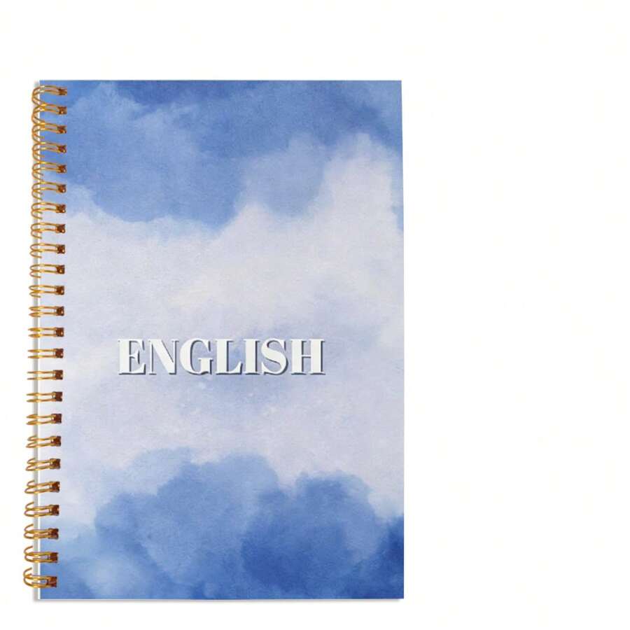 DANPERJI 1pc English Sprial Notebook With Hard Paper Covers Clouds Design Multicolour - A - View 1