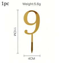 1个/10个装 0-9岁生日蛋糕装饰插牌，金色，适用于婚礼、儿童生日派对蛋糕装饰、婴儿派对等场合。 - 彩色 - 查看 23