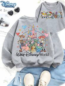 This Toy Story-Themed Clothing Set Features Fun And Playful Designs On Sweatshirts, Printed With All The Characters From The Disney Parks Theme. The Fabric Is Soft And Warm, Making It Perfect For Everyday Wear, Family Outings, And Various Other Occasions. - 灰色 - 查看 1