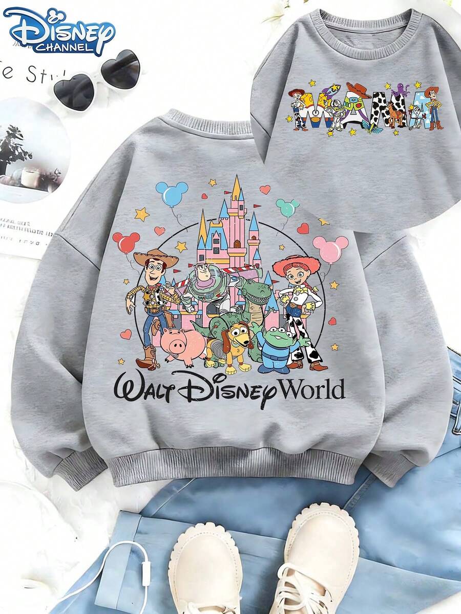 This Toy Story-Themed Clothing Set Features Fun And Playful Designs On Sweatshirts, Printed With All The Characters From The Disney Parks Theme. The Fabric Is Soft And Warm, Making It Perfect For Everyday Wear, Family Outings, And Various Other Occasions. - 灰色 - 查看 1