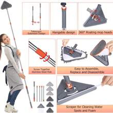 Wall Cleaner Mop With Adjustable Long Handle & 360° Rotating - Multi- Ceiling/Wall/ Suitable For Walls, Ceilings, Floors, Baseboard With 6 Replacement Pads, Extendable Pole, No Ladder/ Assembly - 6pcs - View 8