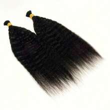 卷曲直发波西米亚风编发束，无纬接发，散装人发编发，适合波西米亚风编发，2件装 - Natural Black - 查看 11