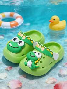 儿童卡通恐龙拖鞋夏季新款男女童透气软底婴儿趾拖鞋沙滩凉鞋 - 綠色 - 查看 2