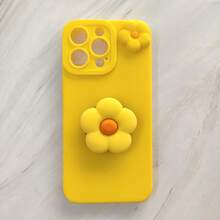 Daisy Flower Stand Soft Phone Case Compatible With Apple Devices - Yellow - View 3