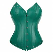 COS Women's Punk Ball Corset High-Waisted Bodycon Corset With Buttons, Shapewear For Stage Performances, Women's Shapewear - 綠色 - 查看 1