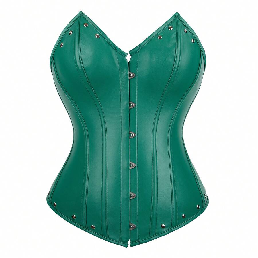COS Women's Punk Ball Corset High-Waisted Bodycon Corset With Buttons, Shapewear For Stage Performances, Women's Shapewear - 綠色 - 查看 1