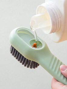 1pc Multi-Functional Shoe Brush With Liquid Dispenser - Plastic Material, Ergonomic Handle, Reusable Soft Bristles, Suitable For Household Use, Soap Dispenser Function, Convenient Cleaning - Multicolor - View 4