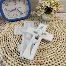 1个情人节3D心形十字架硅胶模具，双心十字架设计，DIY墙面装饰，环氧树脂工艺模具，家居装饰，不对称造型，耐用硅胶材质 - 工藝模具 - 查看 3