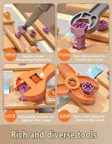 Juego de herramientas de construccion DIY para niños 126 piezas - Azul - Ver 2