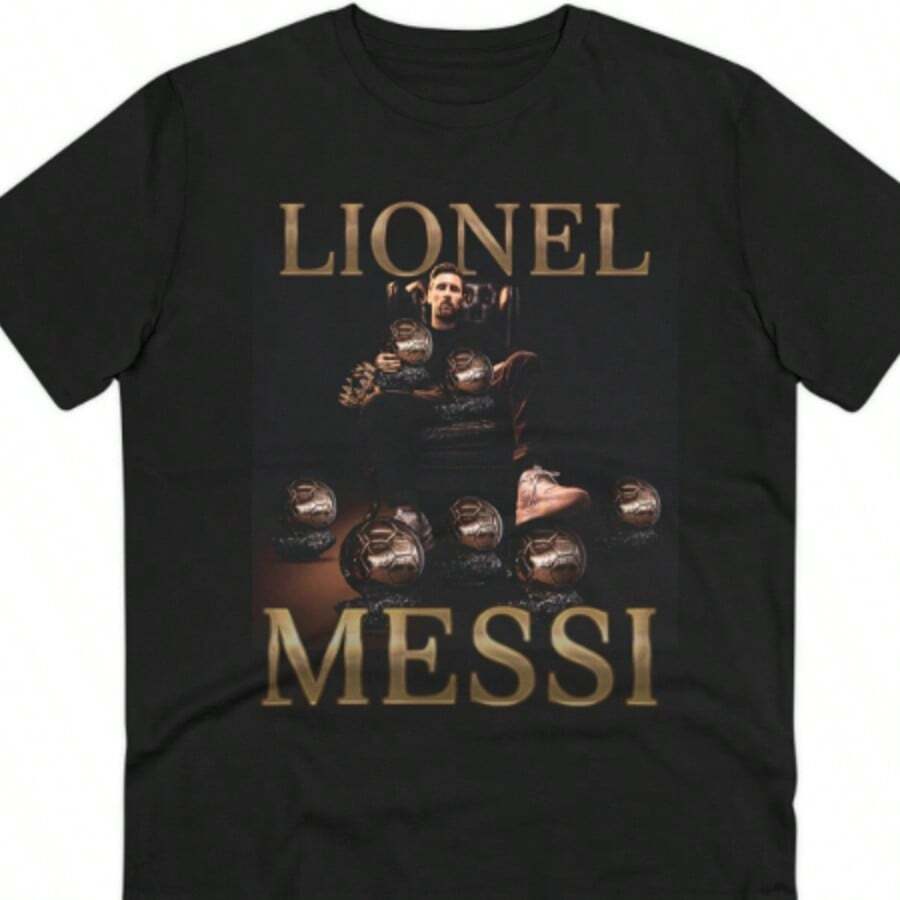 Leo Messis Ballon D'or Graphic T-Shirt (Black) Available In S, M, L, XL, XXL. - Black - View 1