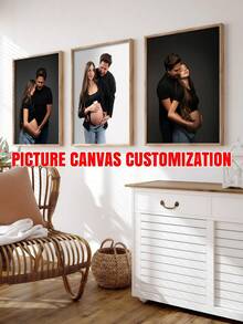 3pcs/Set Customized Canvas Wall Art, Framed Canvas Painting For Indoor Room Decor, Personalized Commemorative Photo Print For Wedding And Bedroom - Multicolor - View 5