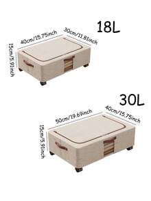 1pc Fabric Storage Box With Wheels, Foldable Portable Clothes Storage Bin, Removable Wheels, Dual Handles, Steel Frame Support For Wardrobe, Room, Dorm, Bedding, Bedroom Storage, Valentine's Day Gift & Decor - Beige - View 10