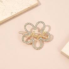 1pc Boho Metal Rhinestone Flower Hairclip Barrette - Gold Hollow Minimalist Half Moon Star Side Clip Pin, Decorative Hair Accessories For Women And Girls Headdress - Multicolor - View 9