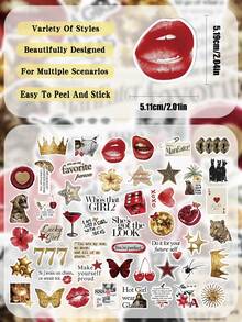 50pcs Golden Lucky Girl Stickers For Skateboard Guitar Luggage Laptop Phone Case Decor DIY Graffiti Stickers - 彩色 - 查看 2