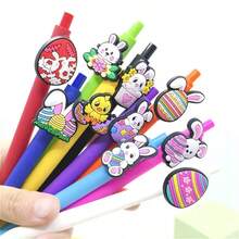 3/5pcs Easter Egg Bunny Neutral Pen Easter Themed Bunny PVC Soft Rubber Patch Neutral Pen Holiday Gift Ballpoint Pen Random Item - Sets - View 4