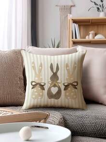 2 vỏ gối trang trí kiểu Phục Sinh, vỏ gối hình thỏ với họa tiết trứng Phục Sinh và thỏ, 100% sợi polyester không gây dị ứng, chất liệu vải lanh cổ điển, khóa kéo ẩn, có thể giặt máy, vỏ gối trang trí nhà cửa cho ghế sofa, phòng khách, phòng ngủ, không kèm ruột gối. - Nhiều màu - Xem 6