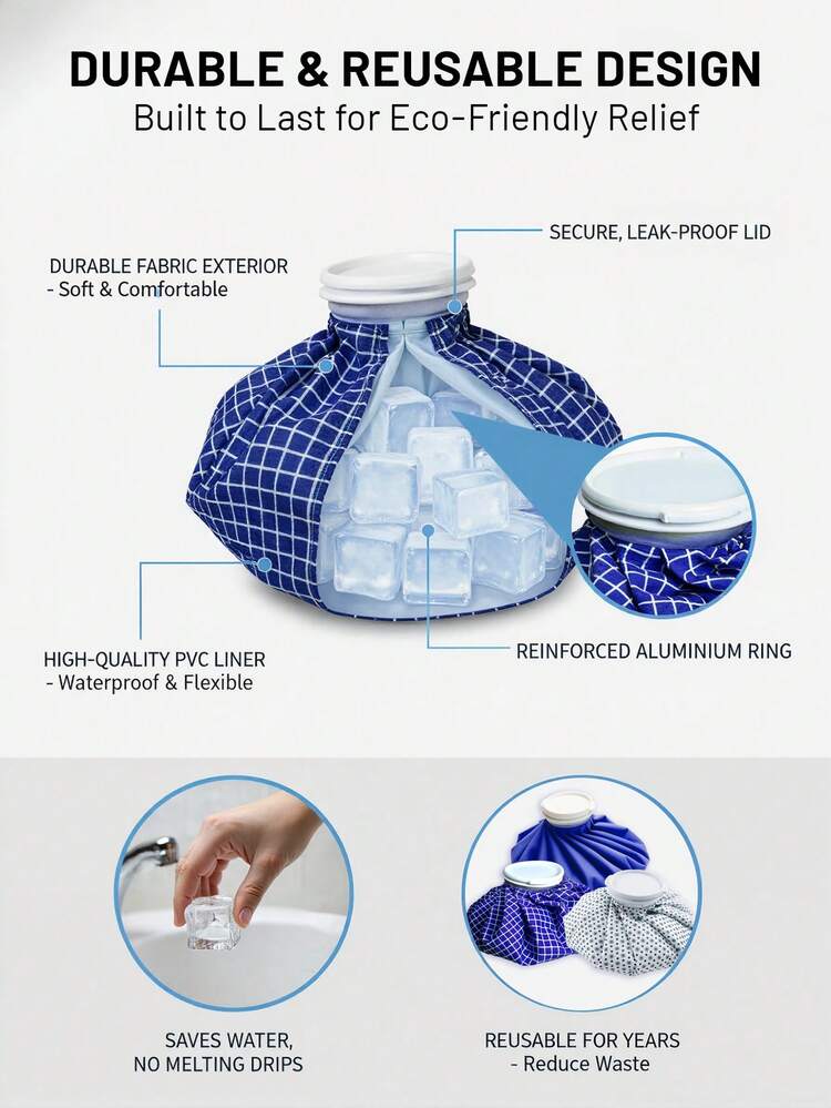 1/2 Pcs Reusable Cloth Cooling Ice Bag, Refillable Water Pack For Summer Cooling & Daily Use, Leak-Proof Fabric With Wide Mouth For Easy Filling, Multi-Purpose Body Comfort - Multicolor - View 3