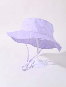 1 件儿童纯色长抽绳渔夫帽，可调节尺寸户外防晒休闲帽，适合男孩和女孩，春季、秋季、旅行、海滩 - 紫色 - 查看 10