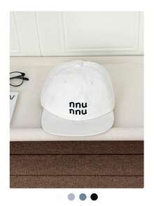 刺绣字母英文图案平沿宽檐棒球帽，适合春夏外出，戴在脸上显得小巧，嘻哈风格，防晒帽，滑板嬉皮风 - 彩色 - 查看 6