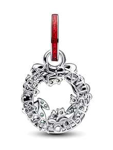 1pc Fashionable & Charming Valentine's Day Limited Edition Series Snowflake, Angel, Wreath, Bell Bead Pendant Versatile DIY Bracelet Necklace Gift For Lover - Multicolor - View 7
