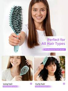 1支定型梳，空心梳，沙龙级美发按摩气垫梳，防静电卷发造型梳，用于梳理打结头发、按摩头皮，可在浴室、梳妆台上使用，男女皆宜。 - 彩色 - 查看 5